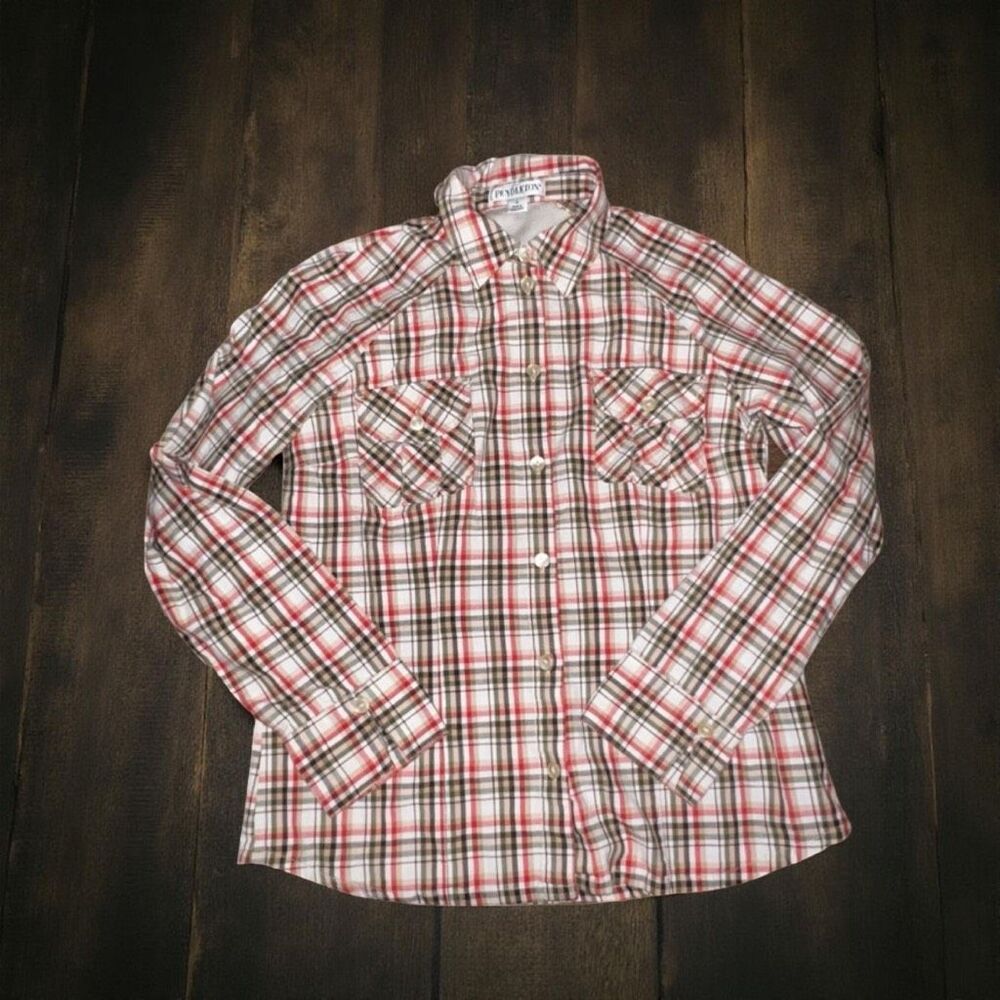 Boys Pendleton Brown/Red Plaid Button Up Size Small
